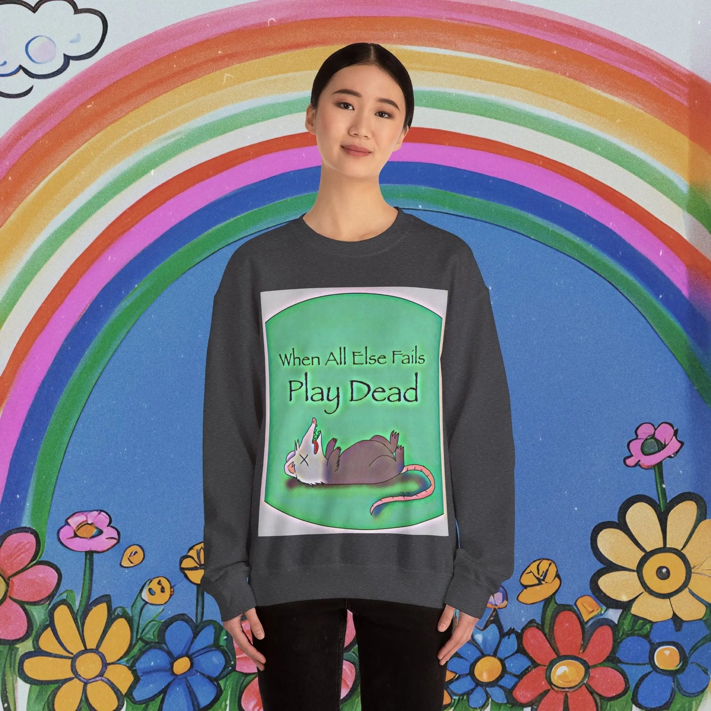 Play Dead Possum Sweatshirt - Unisex Blend Crewneck Printify