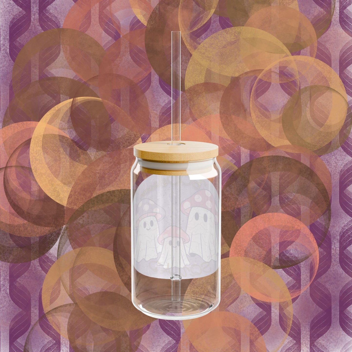 Sipper Glass, 16oz BOOShroom Squad Halloween Drinkware