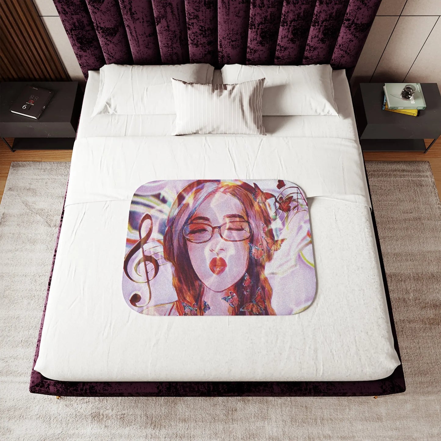 Music is Beauty - Sherpa Blanket, Two Colors Printify