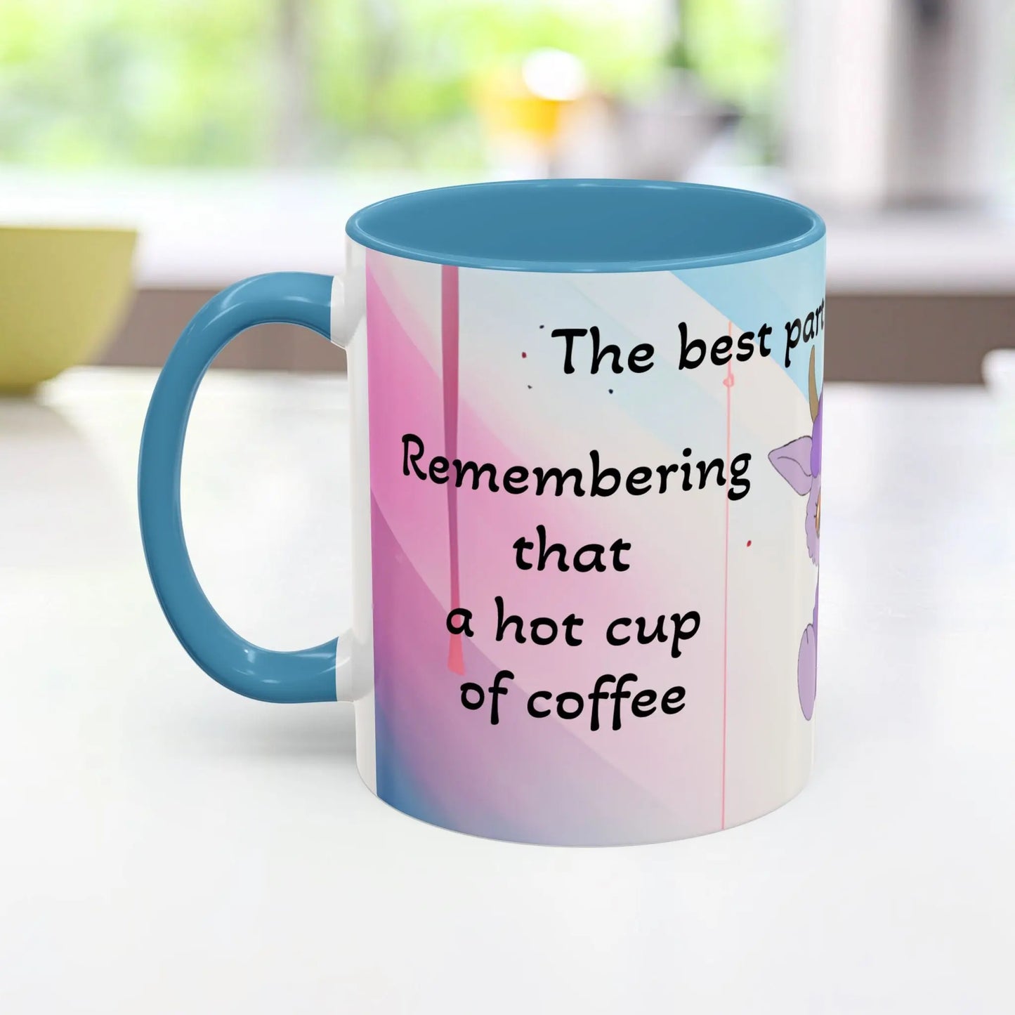 Coffee Mug - Cute Pochi Mug with Funny Morning Quote Printify