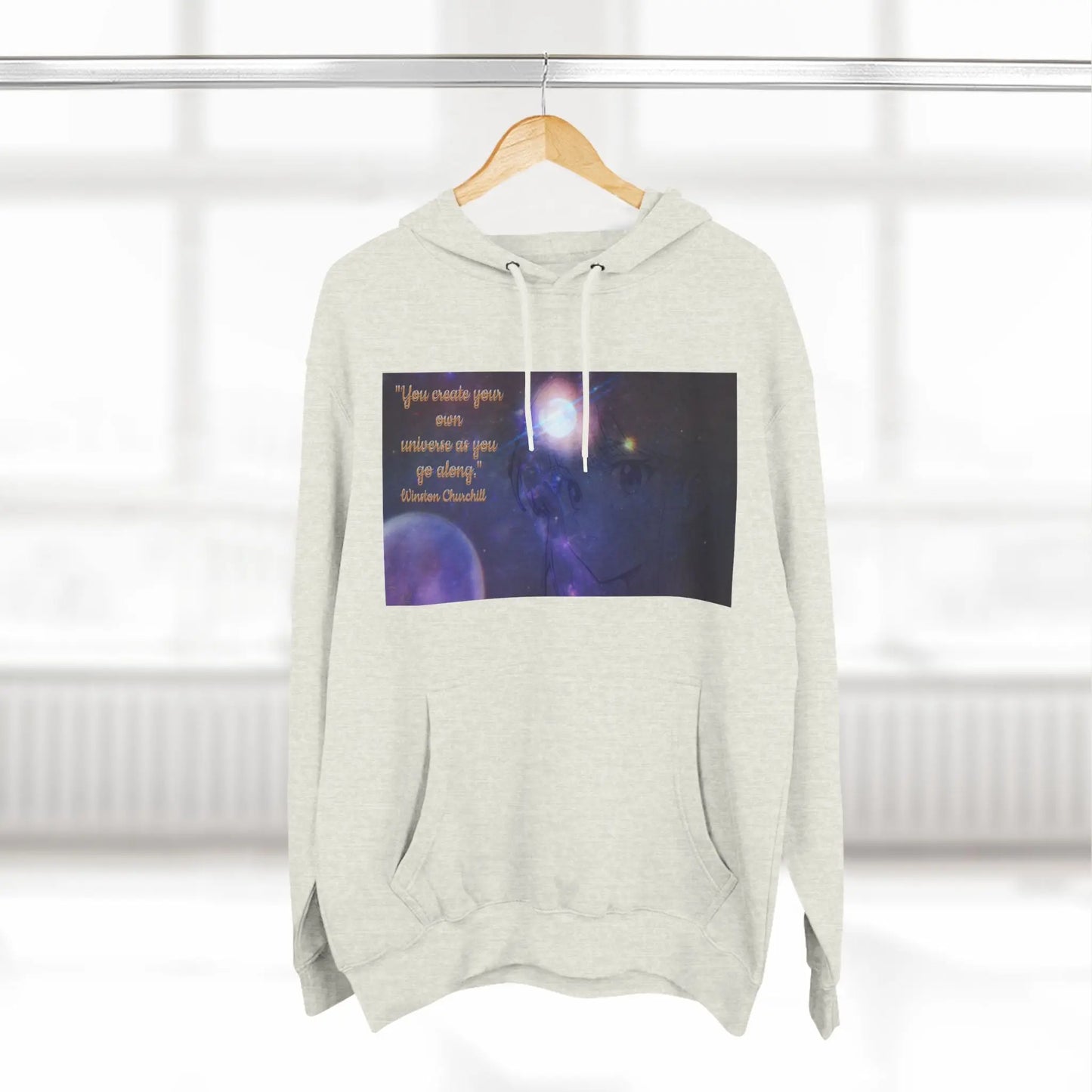 Three-Panel Fleece Hoodie - Universe Quoted Anime and Space Themed Printify