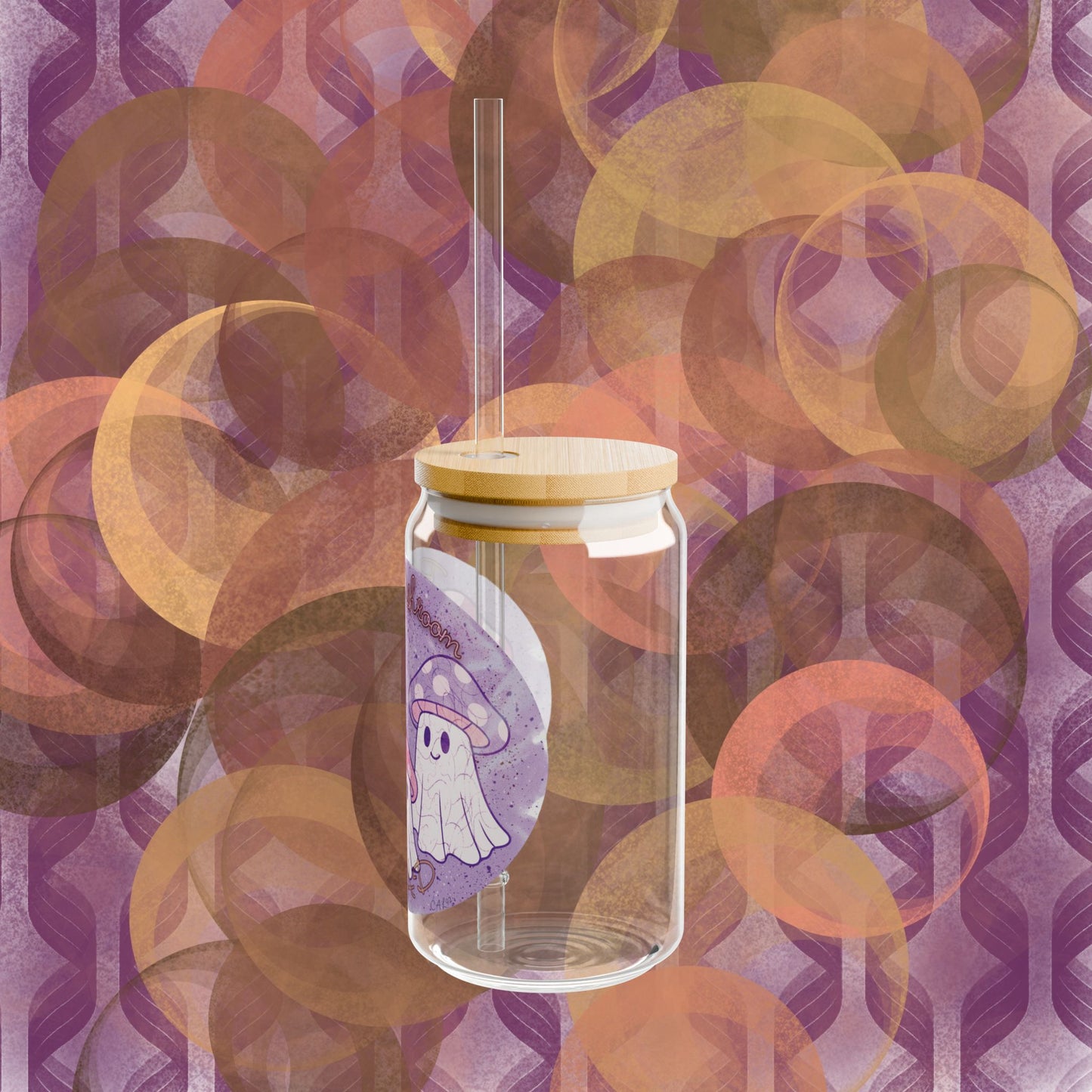 Sipper Glass, 16oz BOOShroom Squad Halloween Drinkware