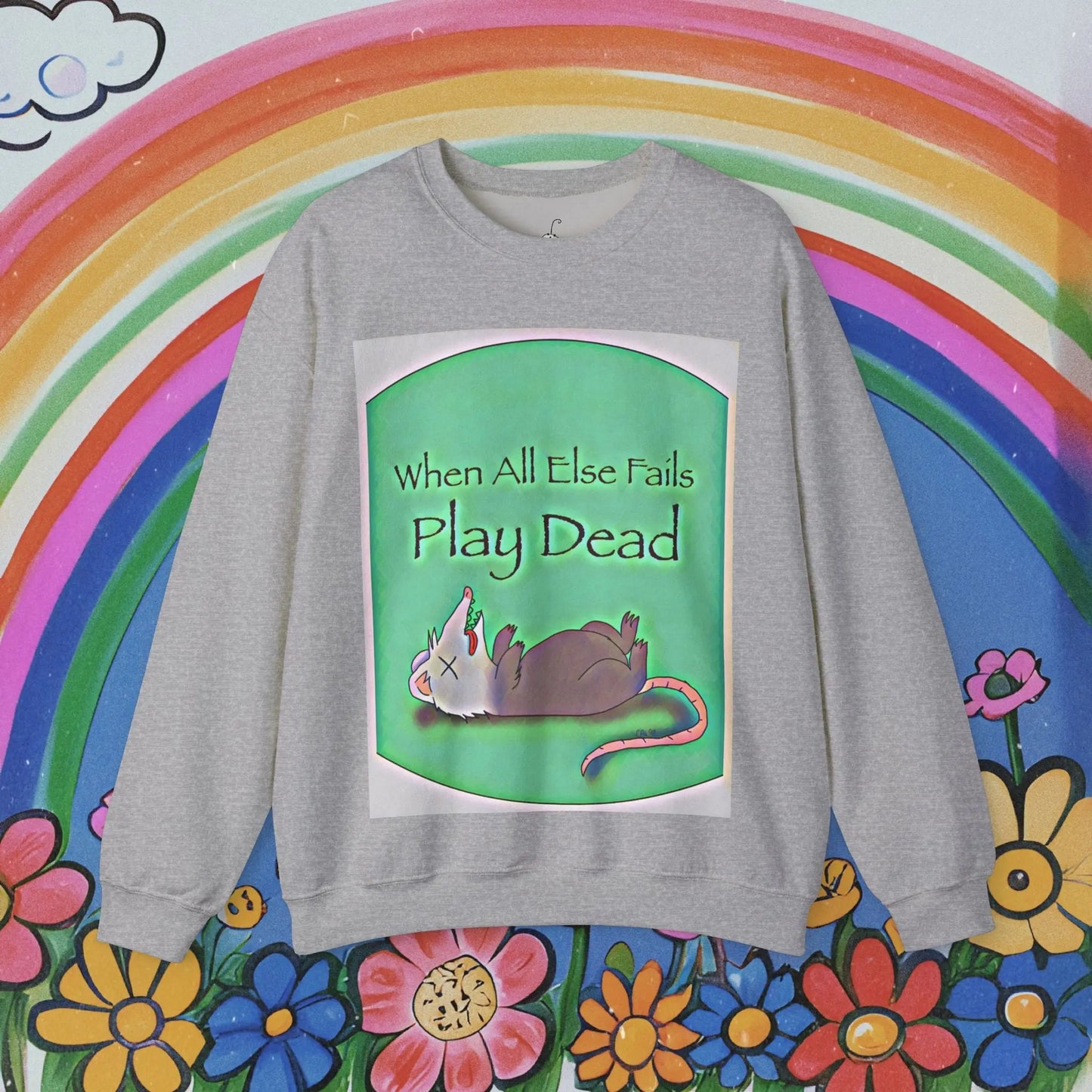 Play Dead Possum Sweatshirt - Unisex Blend Crewneck Printify
