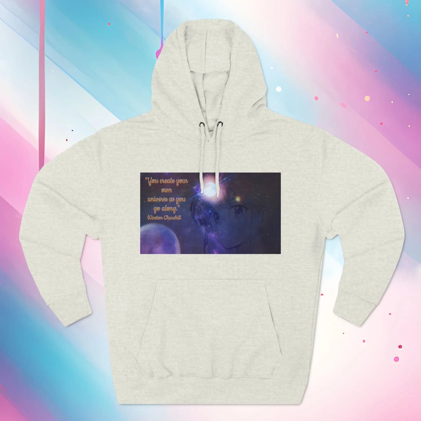Three-Panel Fleece Hoodie - Universe Quoted Anime and Space Themed Printify