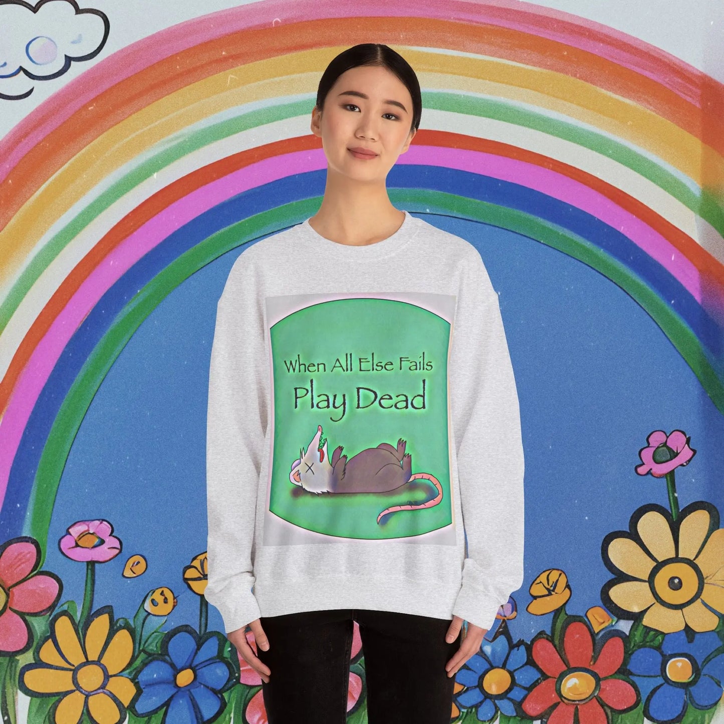 Play Dead Possum Sweatshirt - Unisex Blend Crewneck Printify