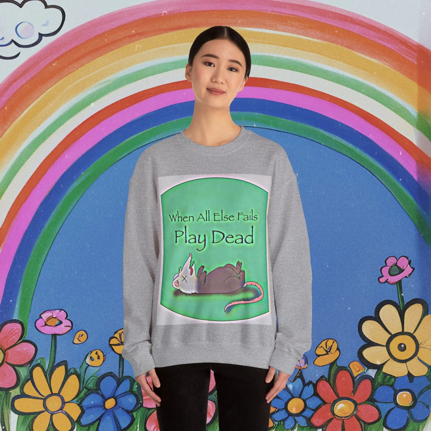 Play Dead Possum Sweatshirt - Unisex Blend Crewneck Printify