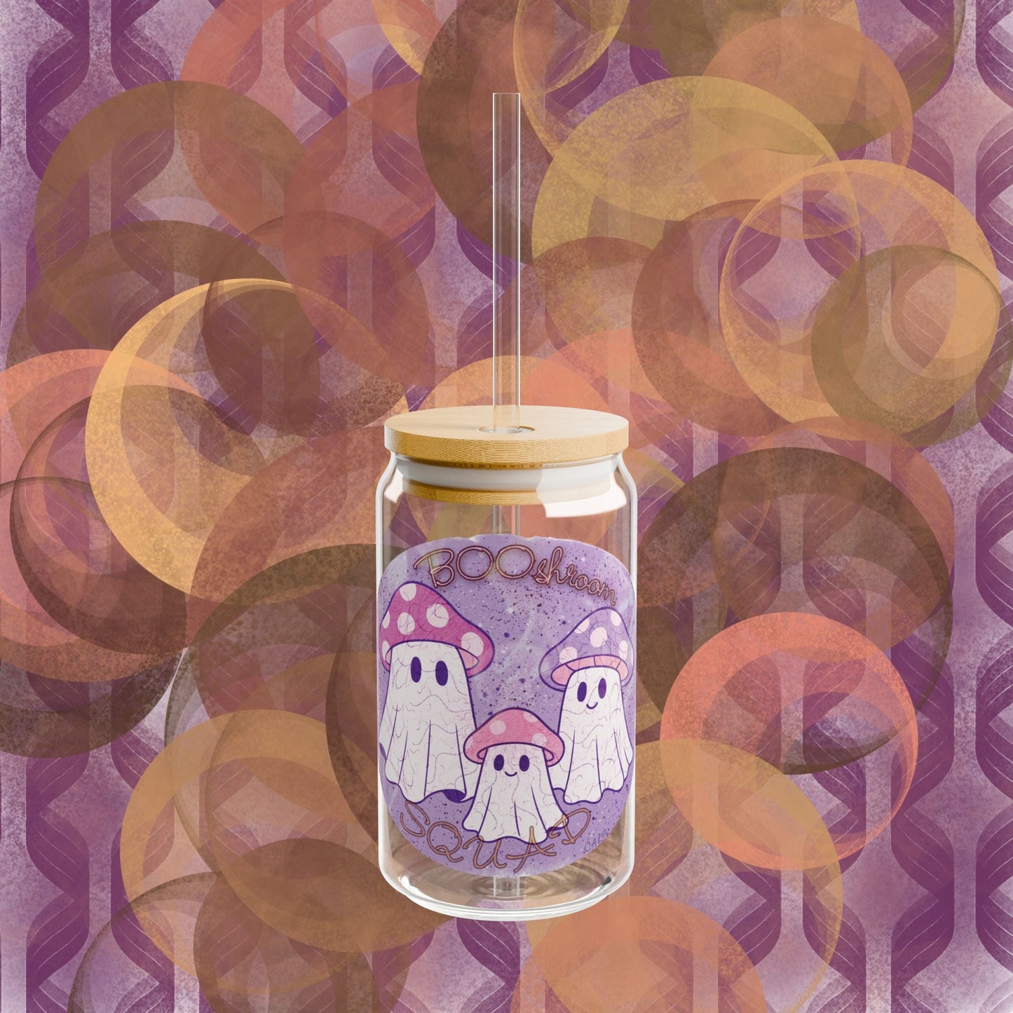 Sipper Glass, 16oz BOOShroom Squad Halloween Drinkware Printify