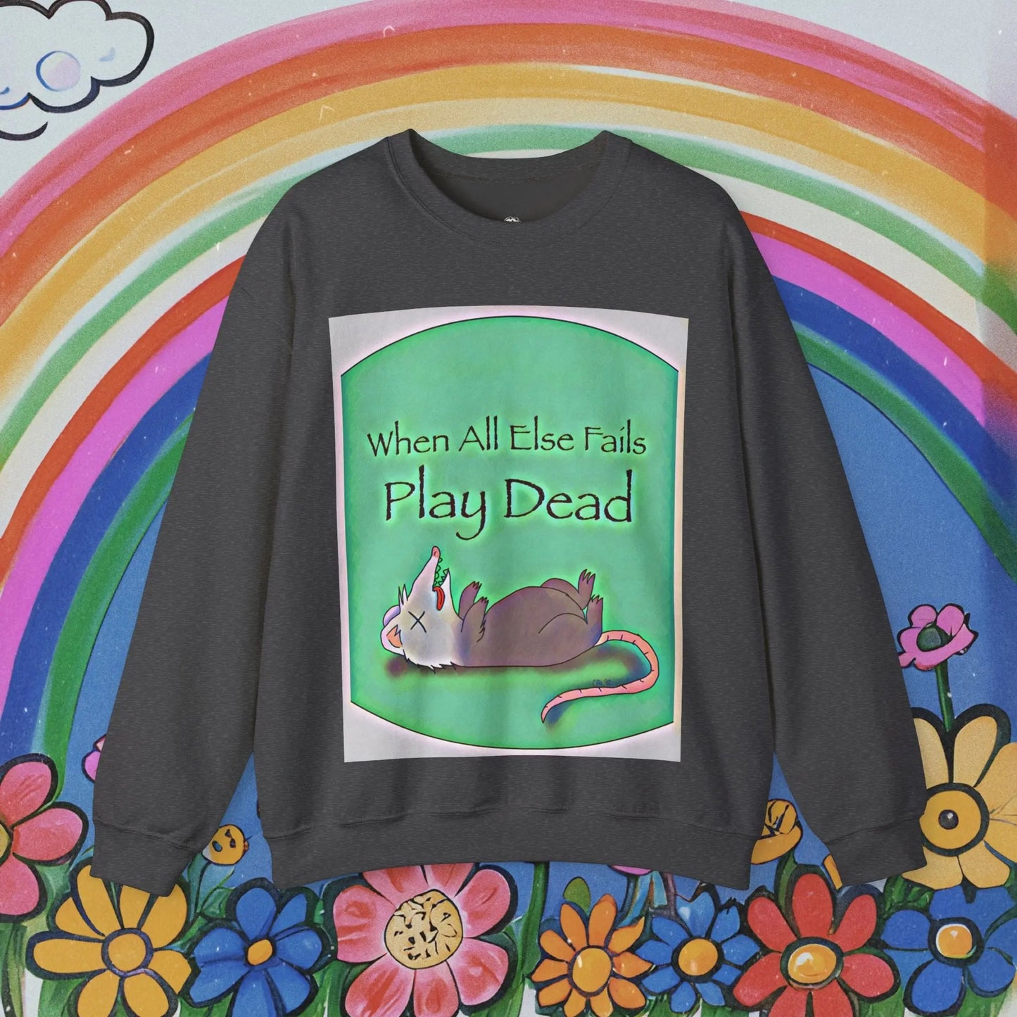Play Dead Possum Sweatshirt - Unisex Blend Crewneck Printify