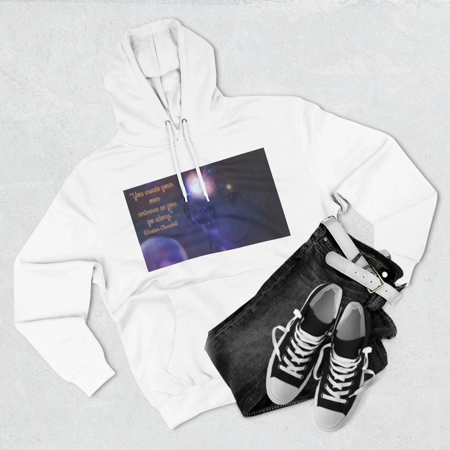 Three-Panel Fleece Hoodie - Universe Quoted Anime and Space Themed Printify