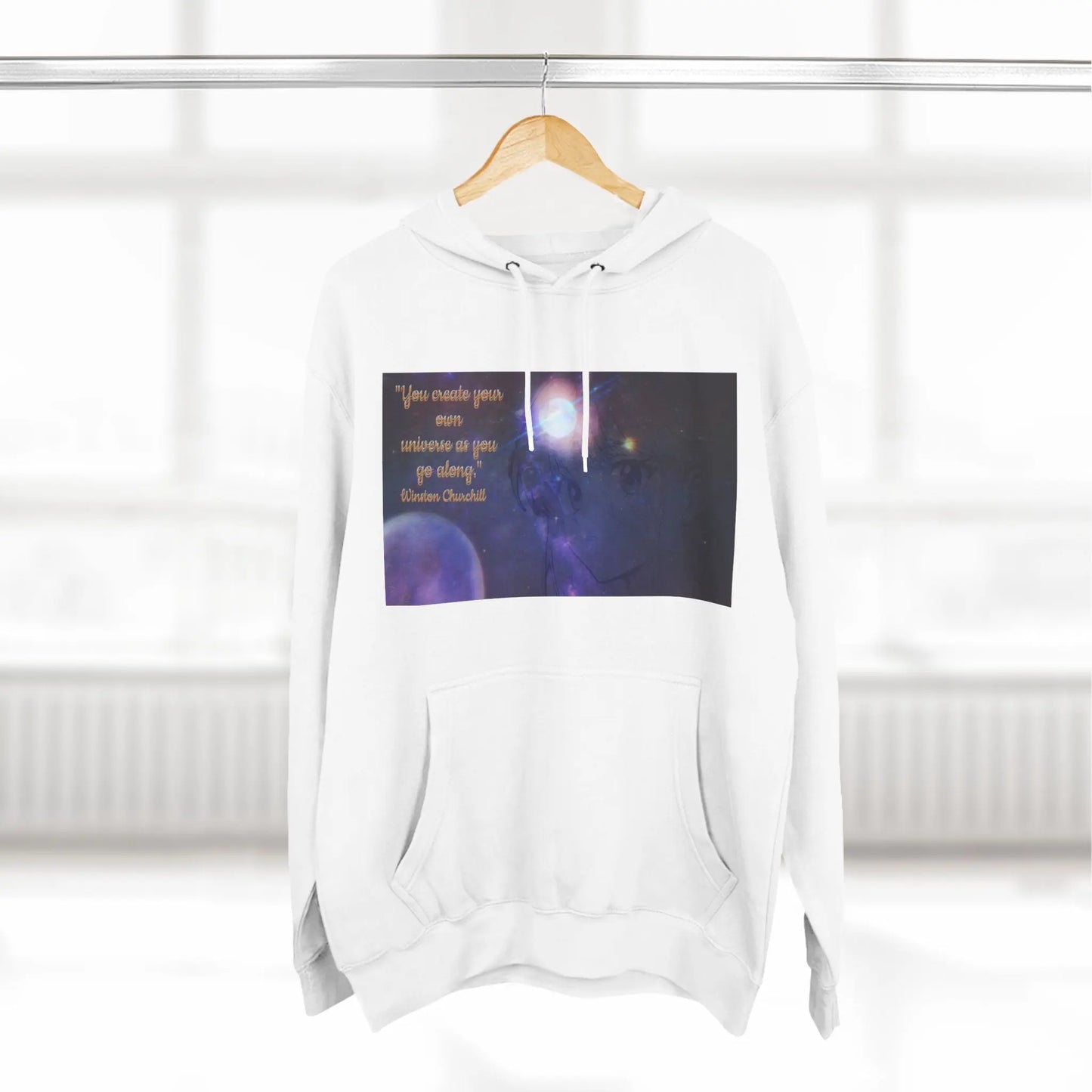 Three-Panel Fleece Hoodie - Universe Quoted Anime and Space Themed Printify