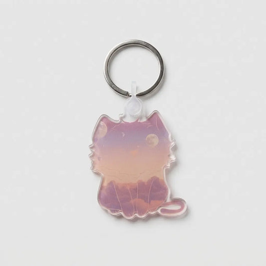 Galaxy Chibi Cat 1.75” x 2” Keychain COURT-Mania