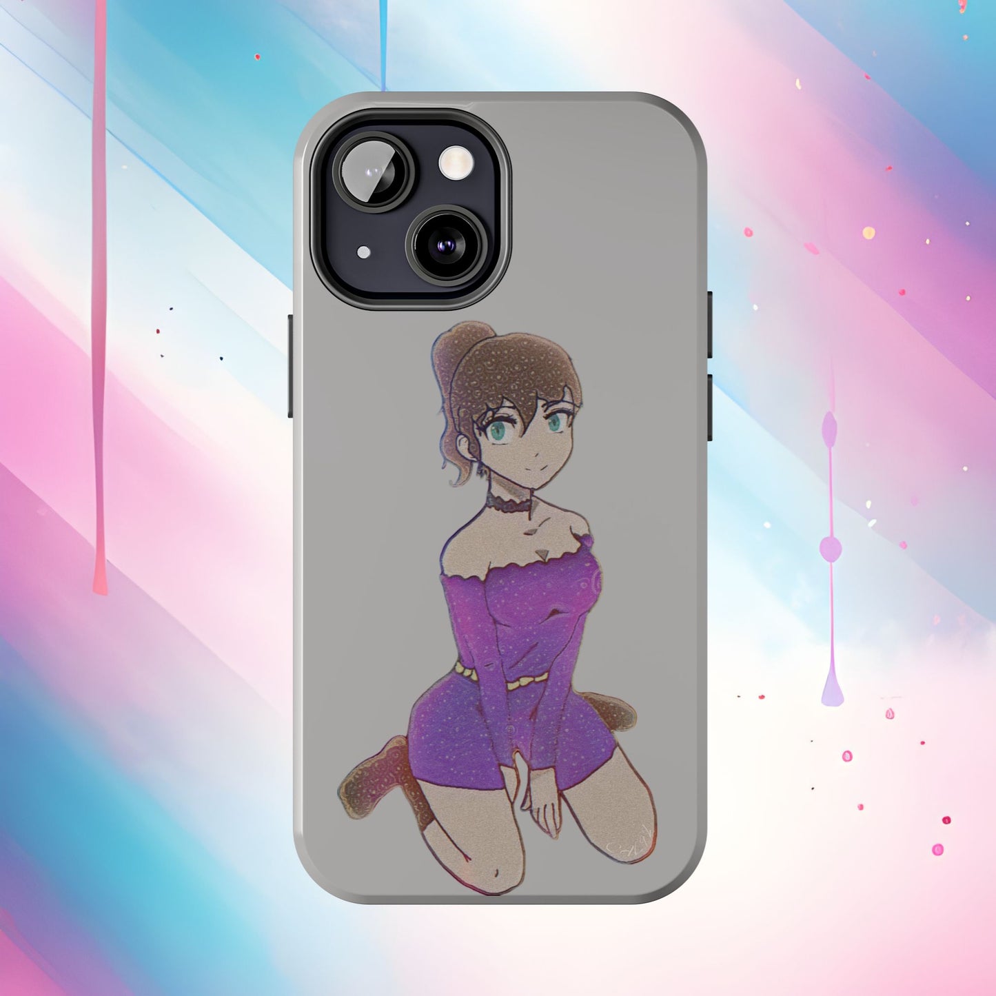 Anime Purple Bubble Girl Tough Phone Cases