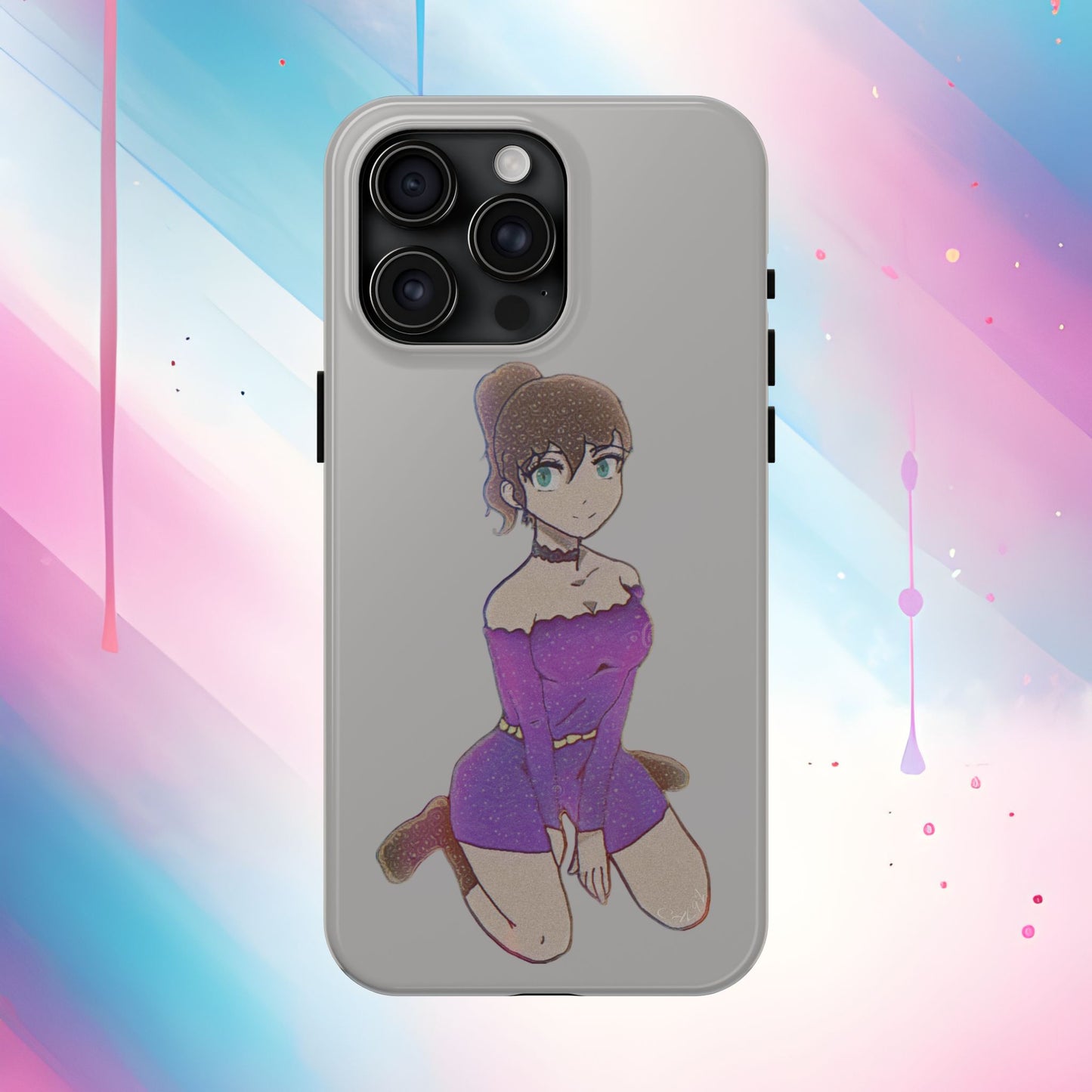 Anime Purple Bubble Girl Tough Phone Cases