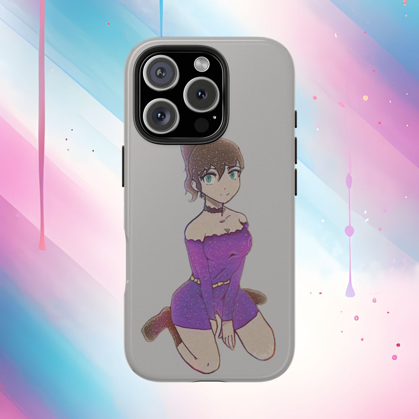 Anime Purple Bubble Girl Tough Phone Cases