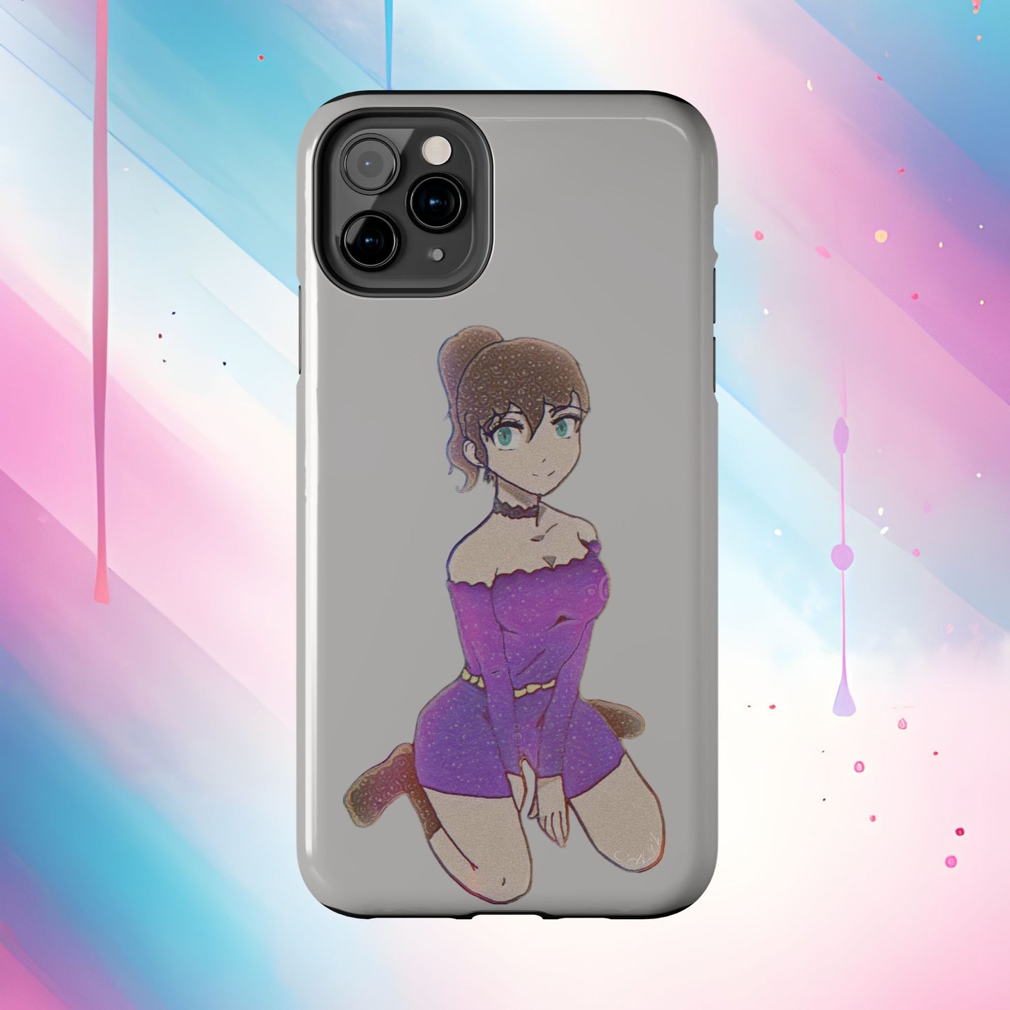 Anime Purple Bubble Girl Tough Phone Cases