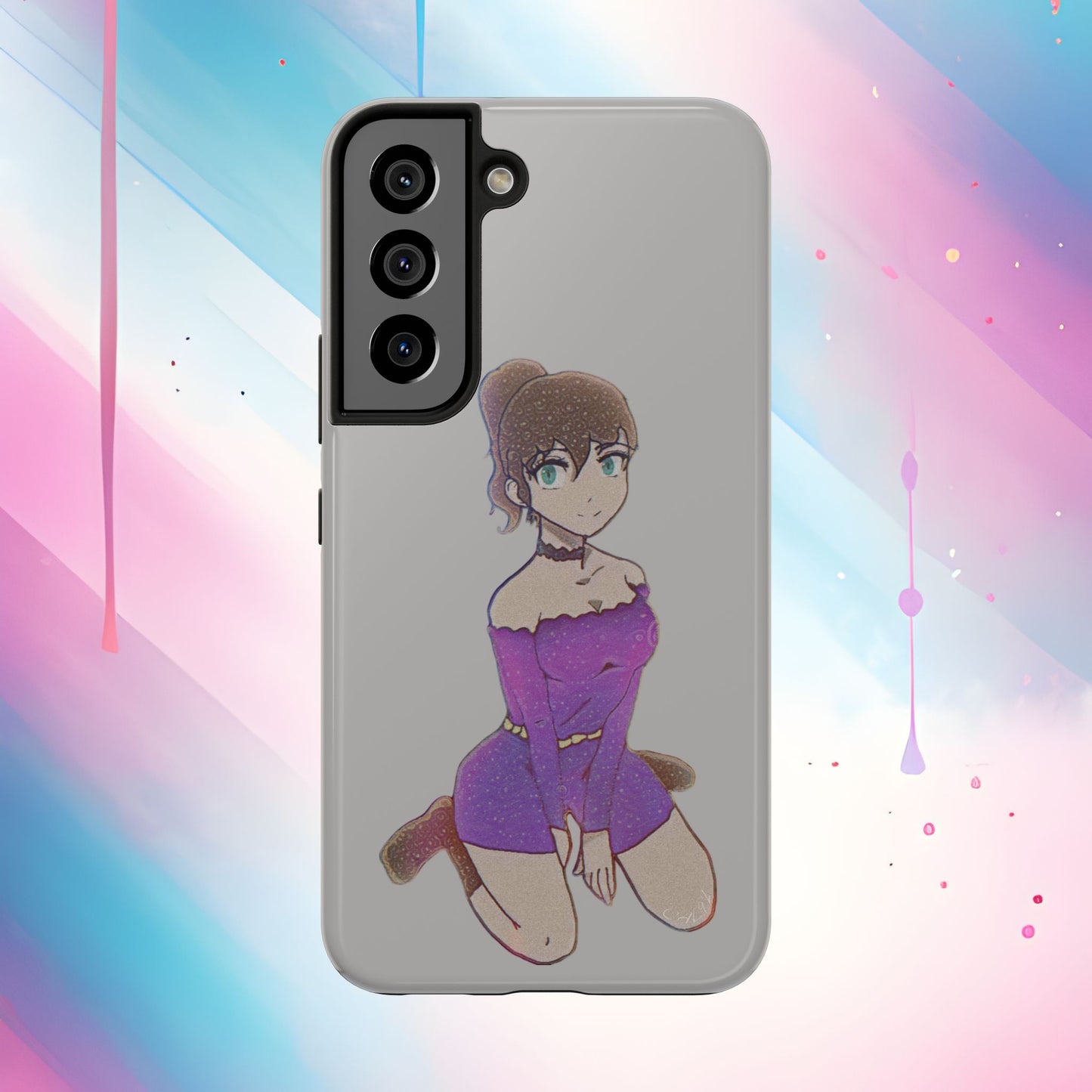 Anime Purple Bubble Girl Tough Phone Cases