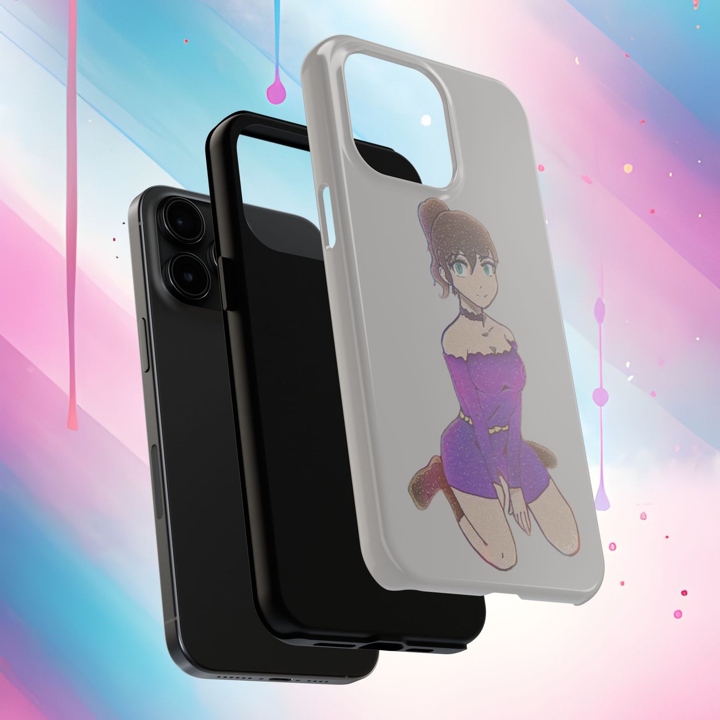 Anime Purple Bubble Girl Tough Phone Cases