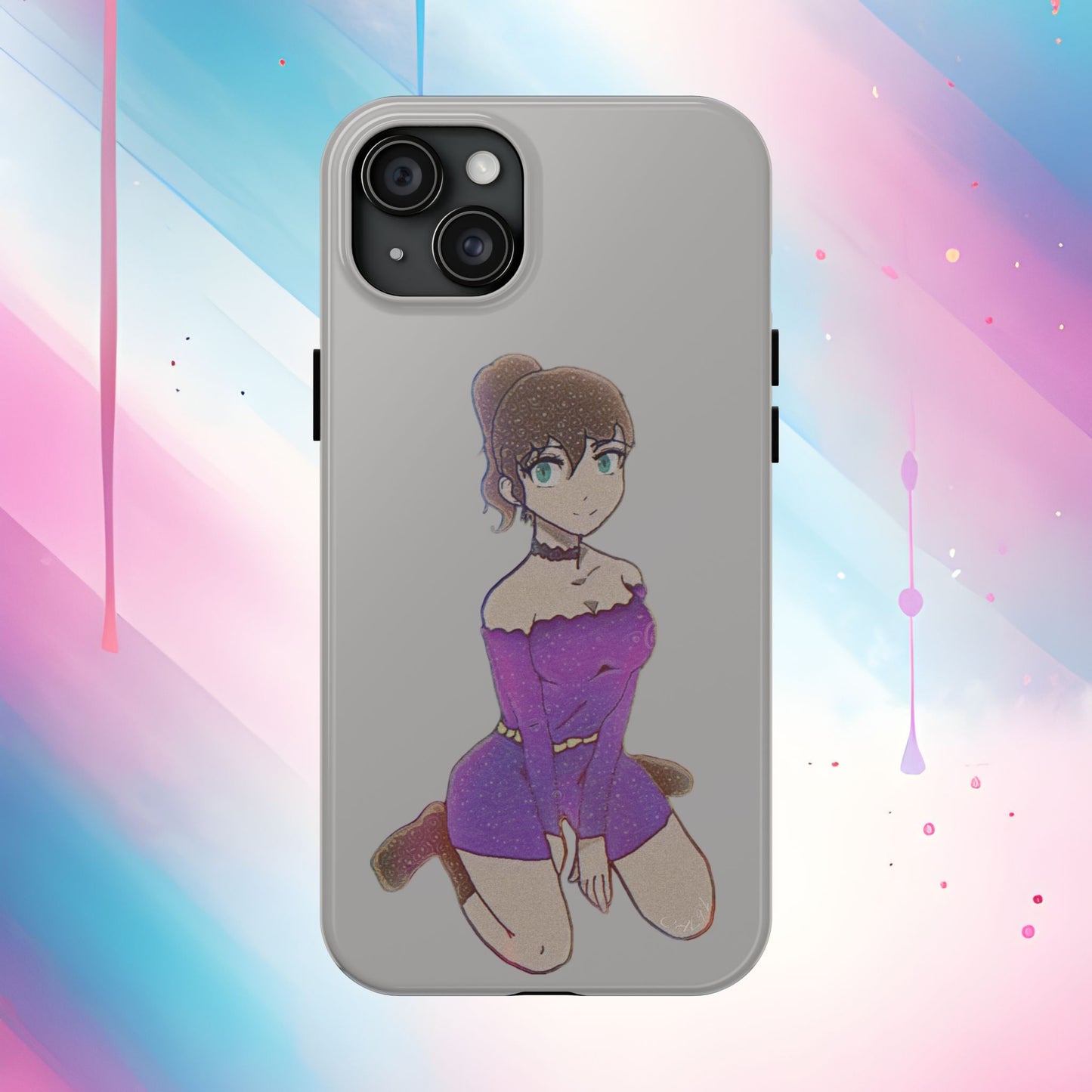 Anime Purple Bubble Girl Tough Phone Cases