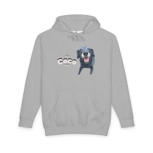 Dog Photo Hoodie — Custom "Coco" Smiling Black Lab Pullover Printify