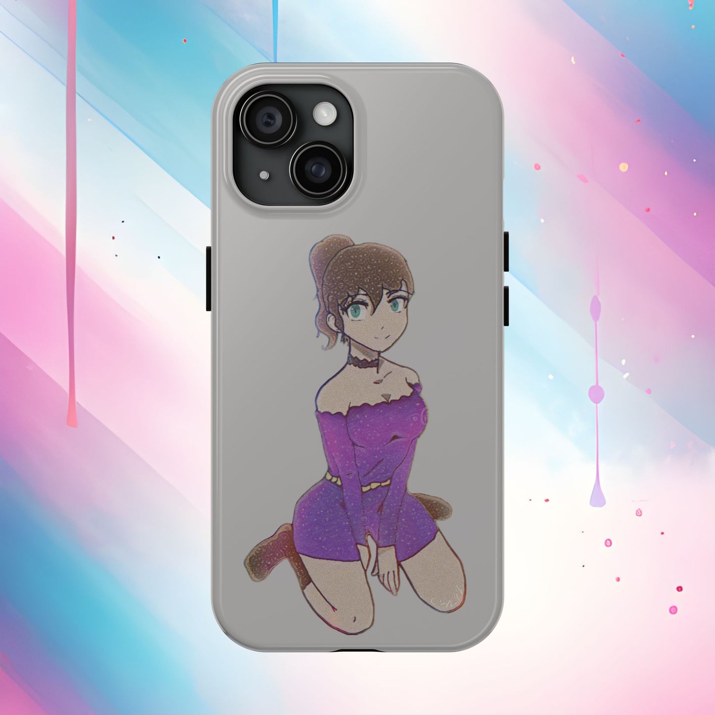 Anime Purple Bubble Girl Tough Phone Cases