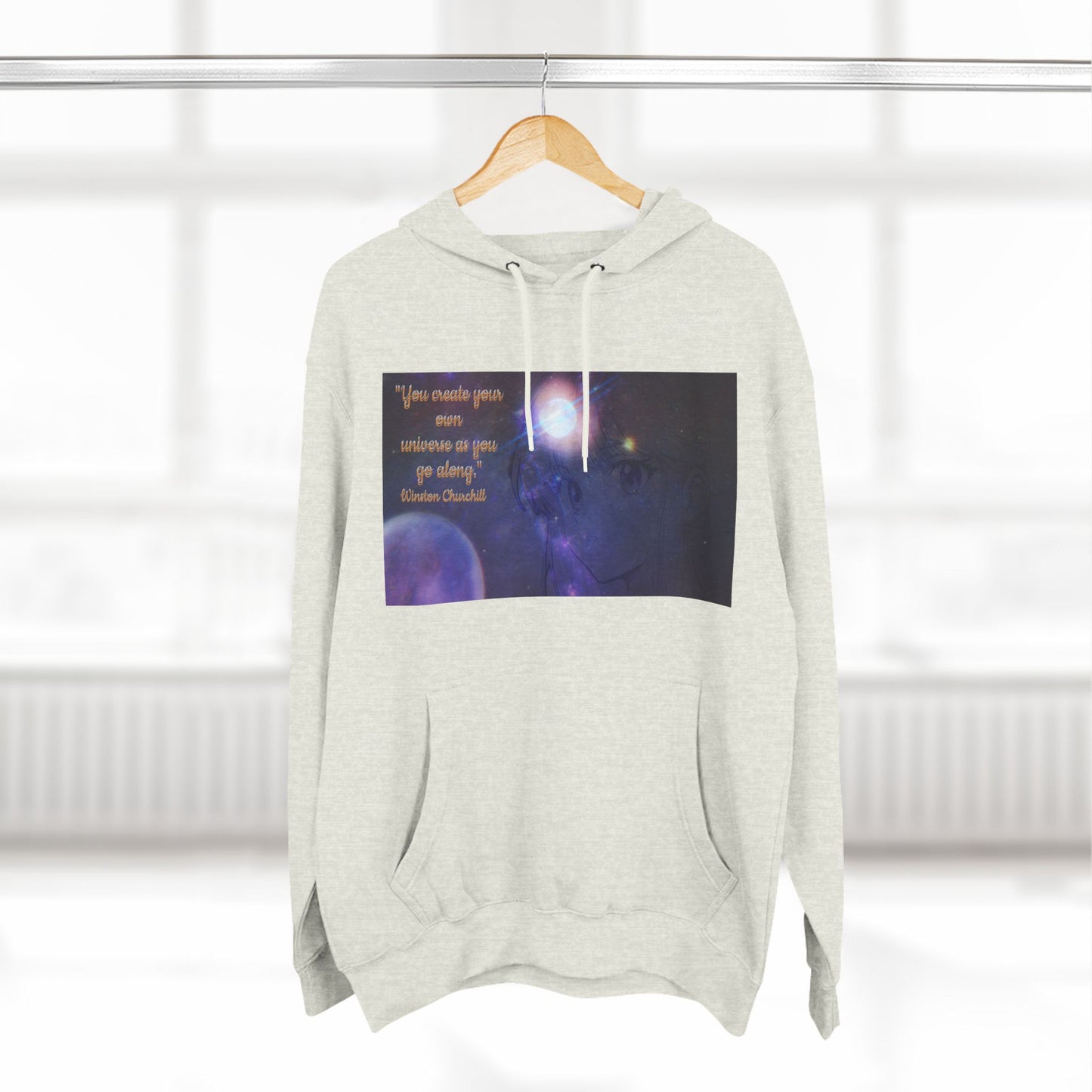 Three-Panel Fleece Hoodie - Universe Quoted Anime and Space Themed