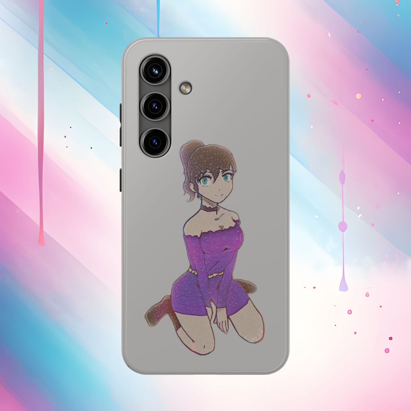 Anime Purple Bubble Girl Tough Phone Cases