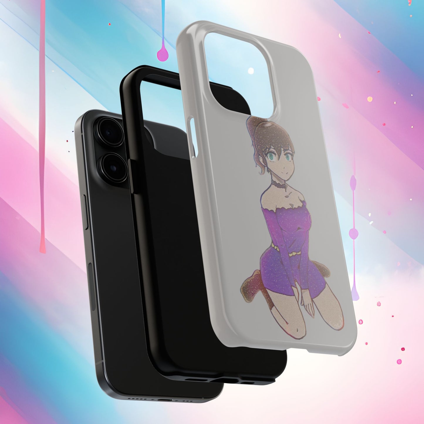 Anime Purple Bubble Girl Tough Phone Cases