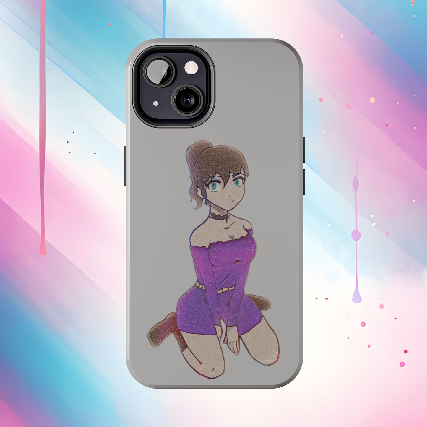 Anime Purple Bubble Girl Tough Phone Cases