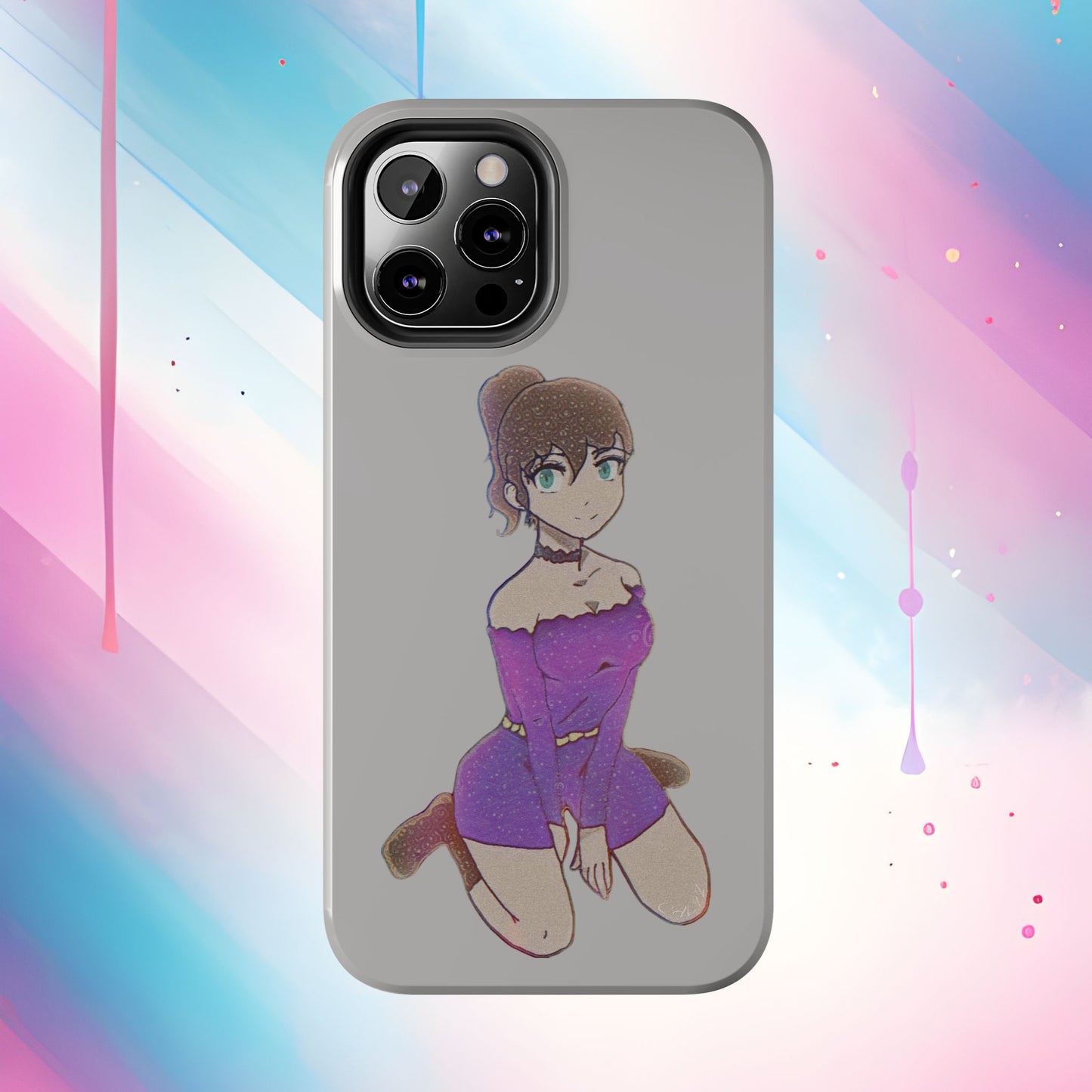 Anime Purple Bubble Girl Tough Phone Cases