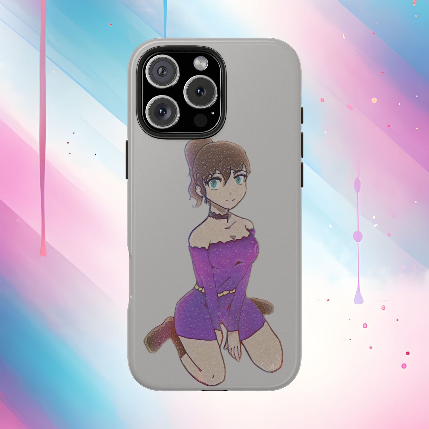 Anime Purple Bubble Girl Tough Phone Cases