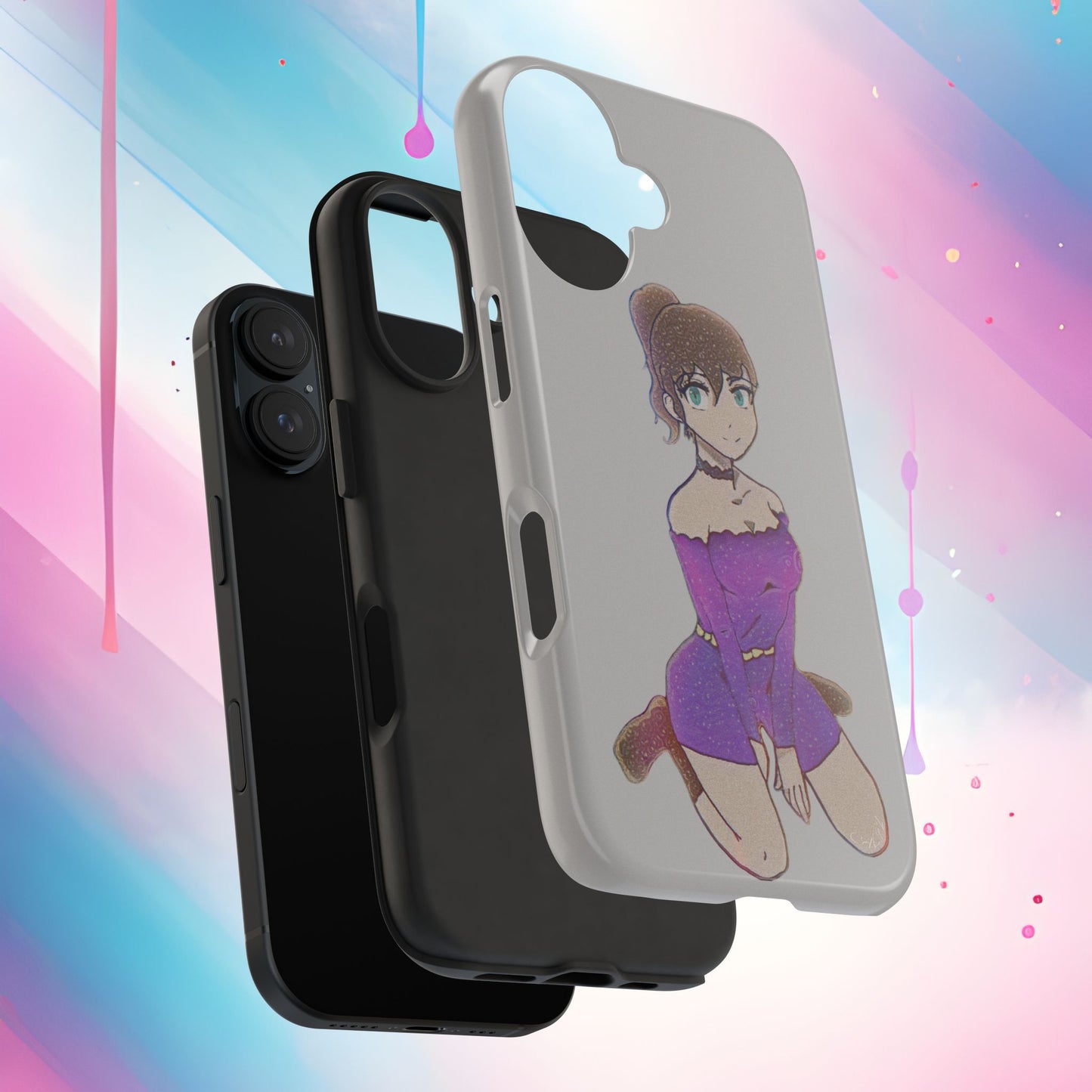 Anime Purple Bubble Girl Tough Phone Cases