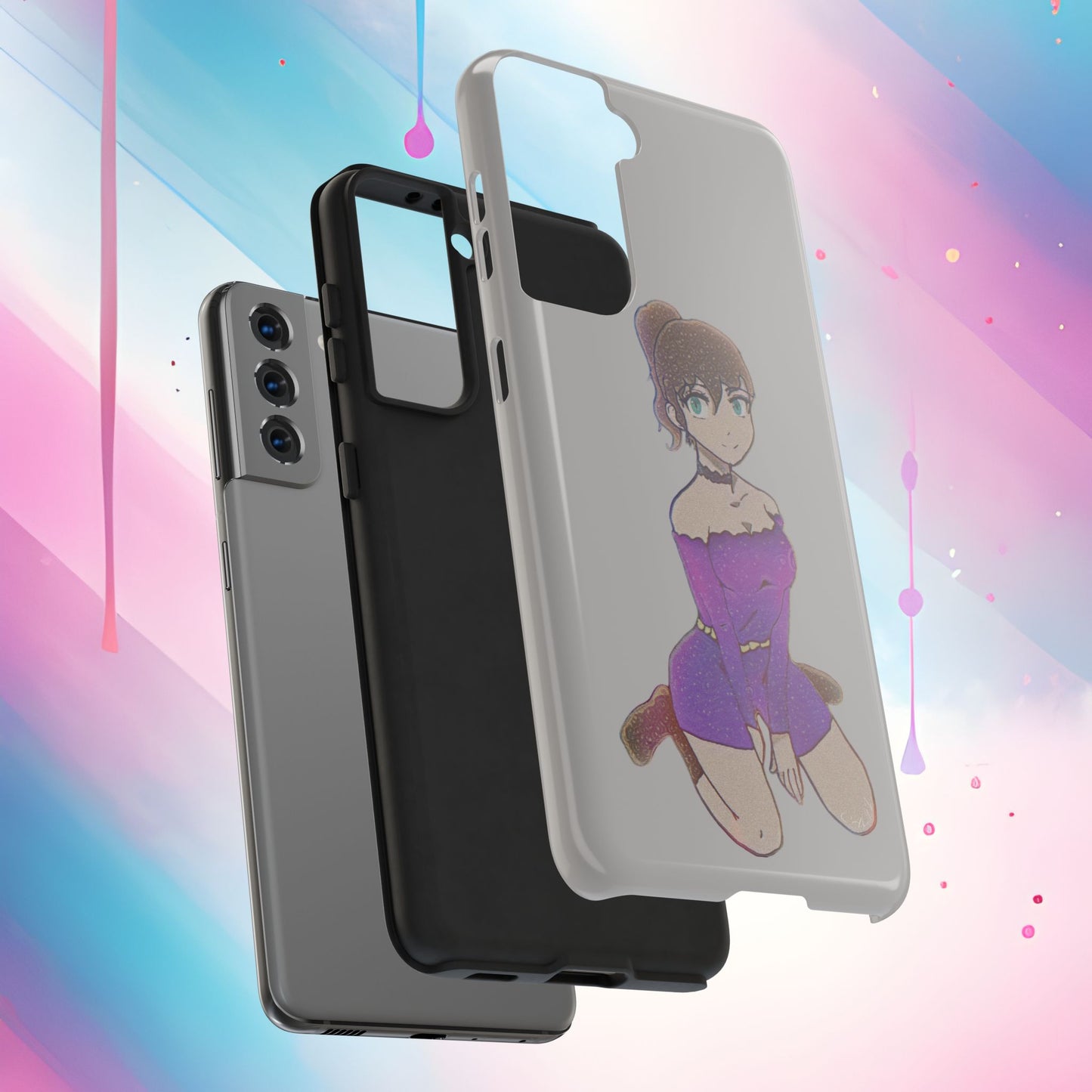 Anime Purple Bubble Girl Tough Phone Cases