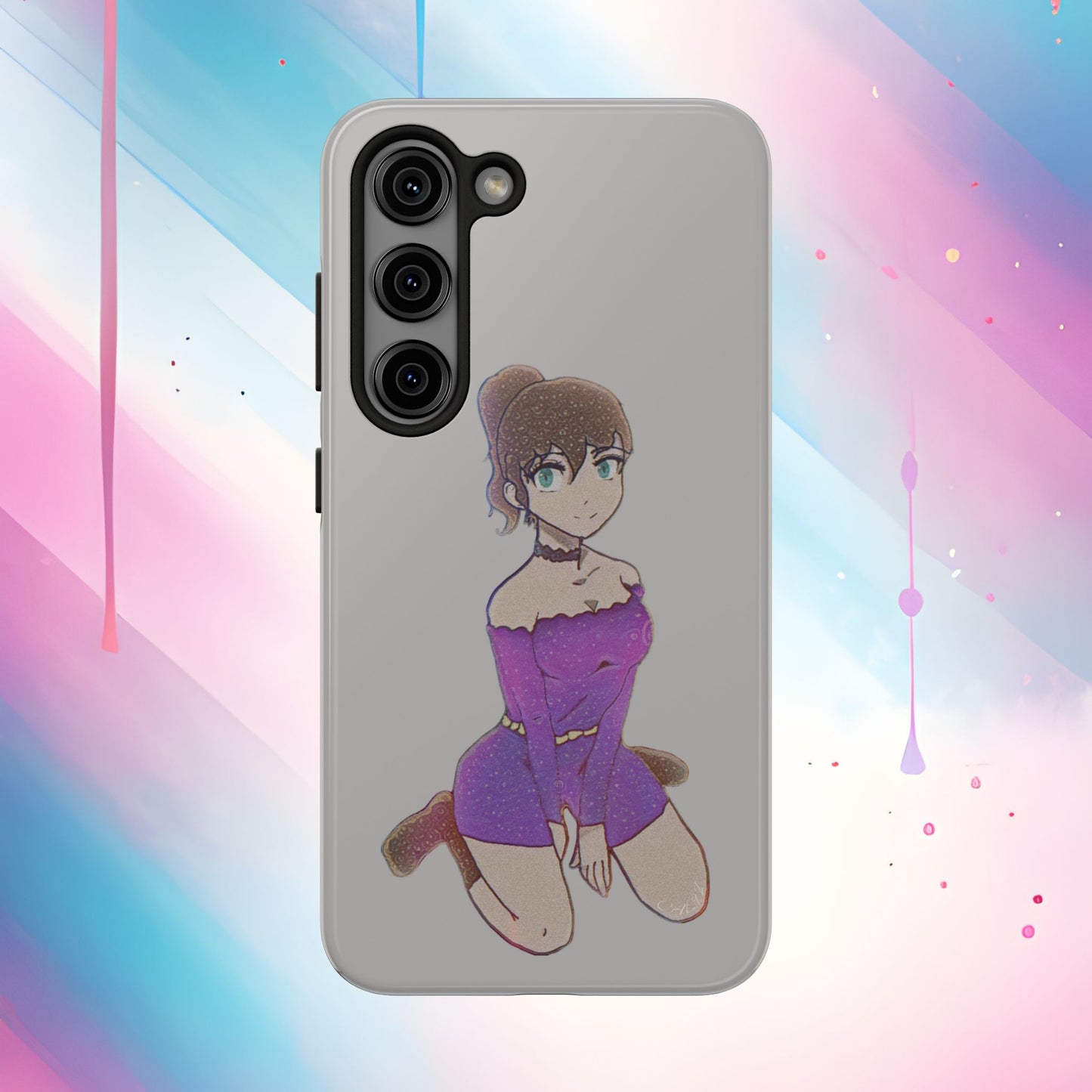 Anime Purple Bubble Girl Tough Phone Cases