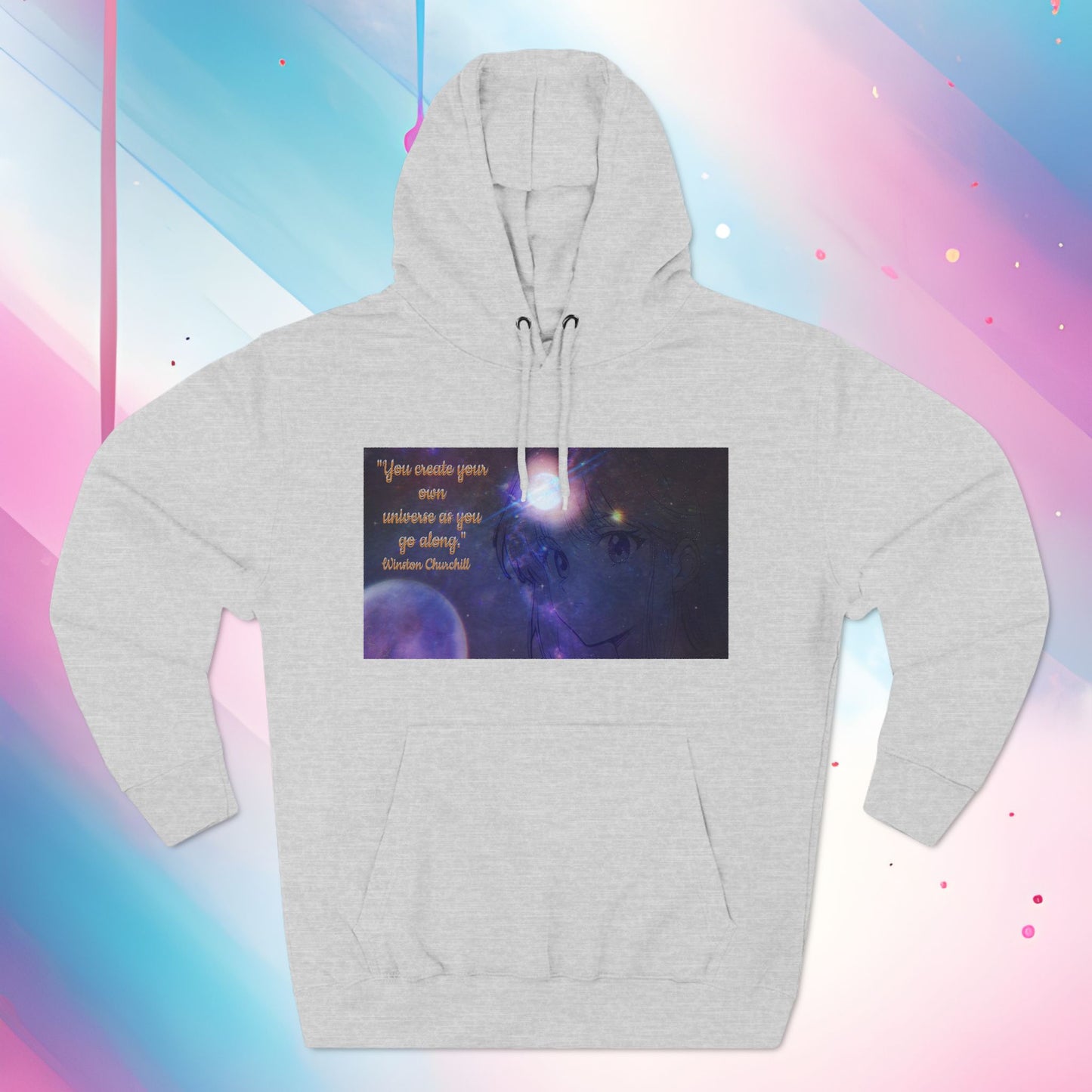 Three-Panel Fleece Hoodie - Universe Quoted Anime and Space Themed