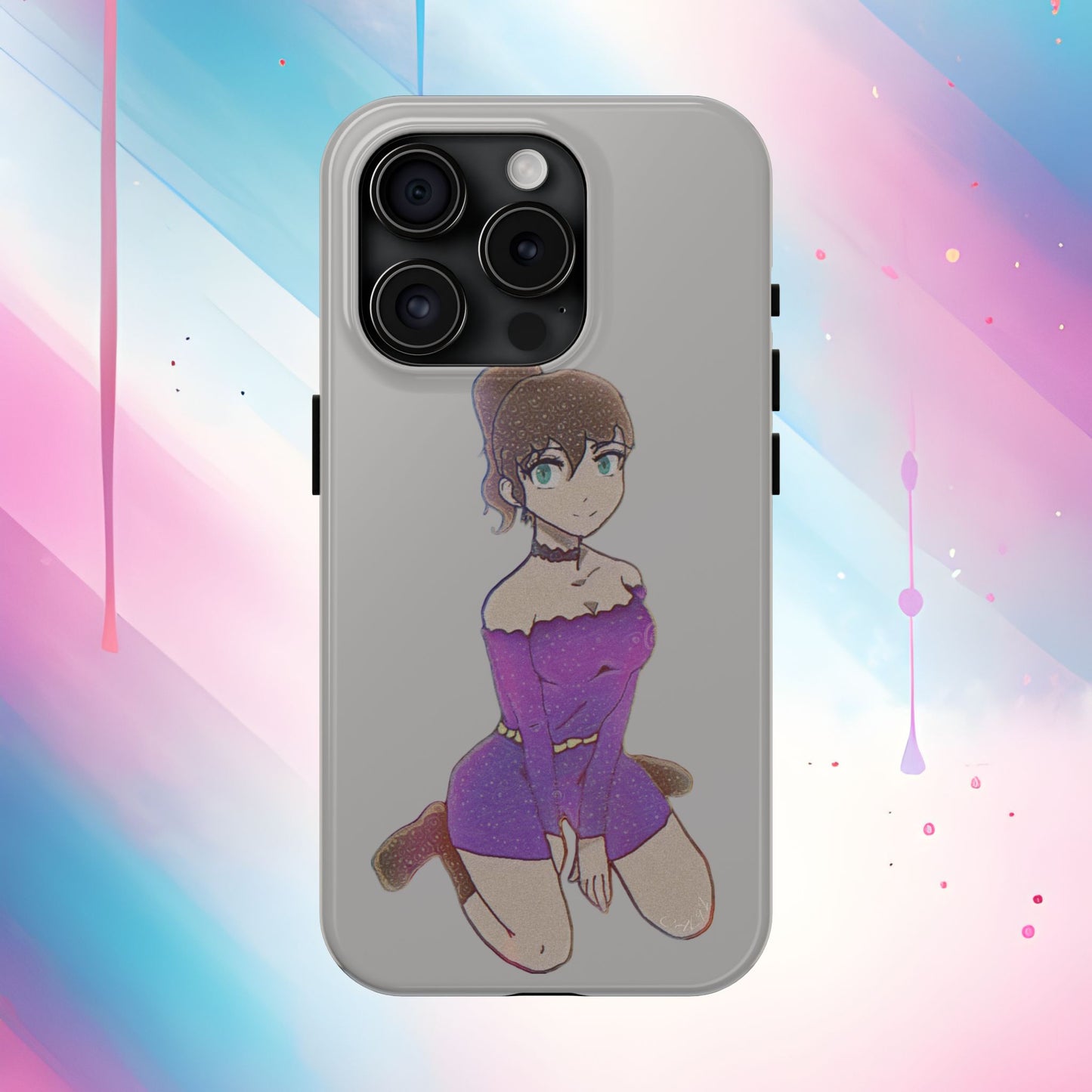 Anime Purple Bubble Girl Tough Phone Cases