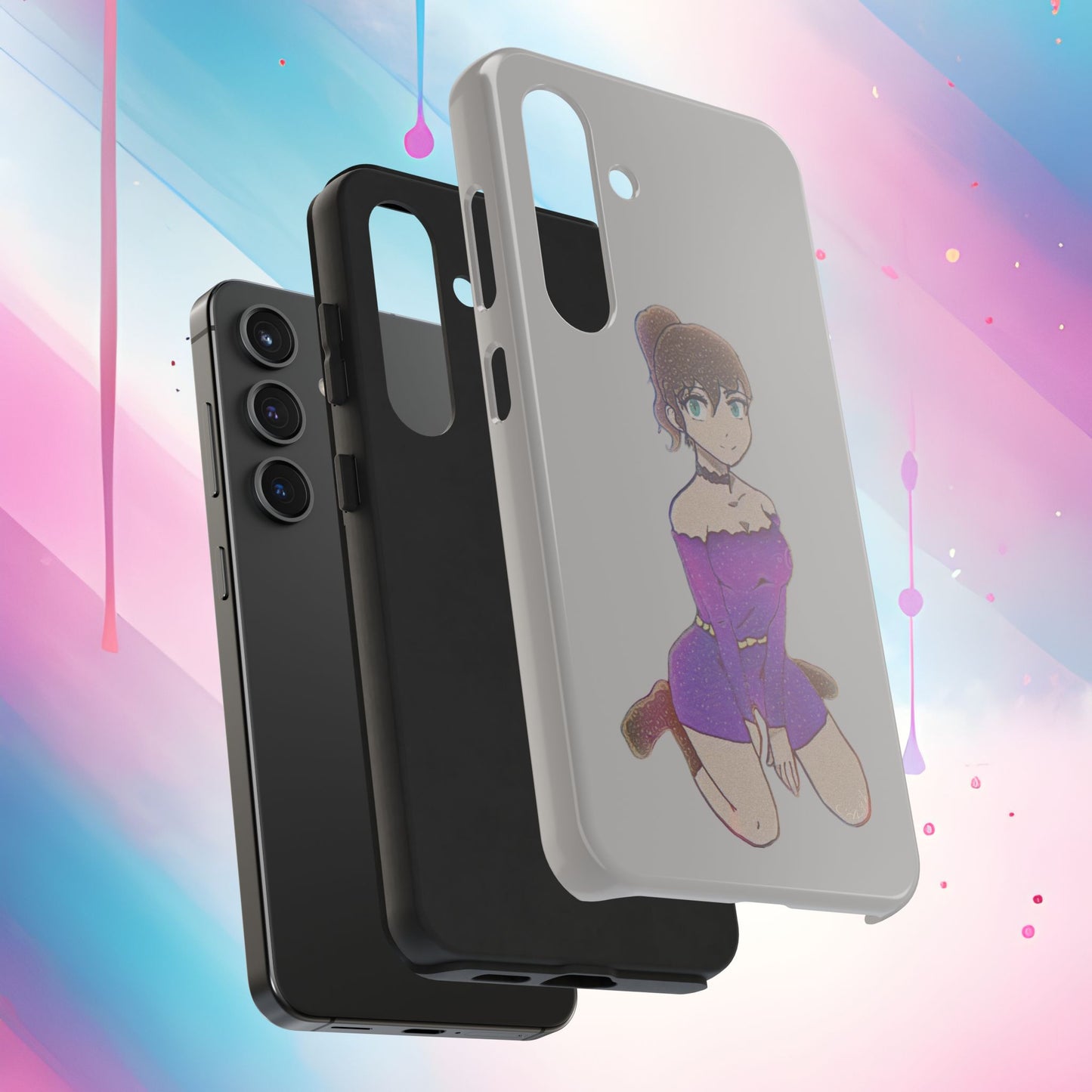 Anime Purple Bubble Girl Tough Phone Cases