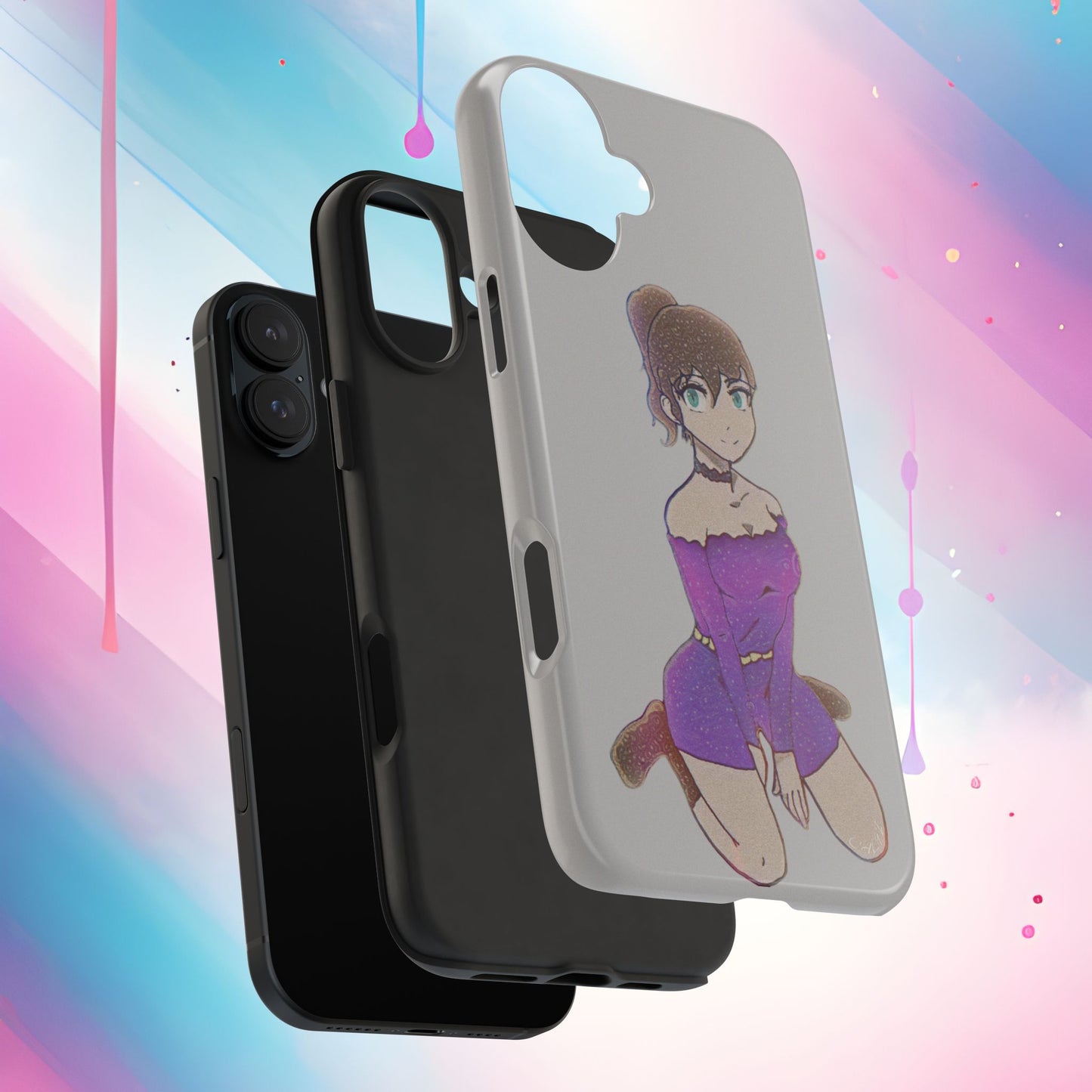 Anime Purple Bubble Girl Tough Phone Cases