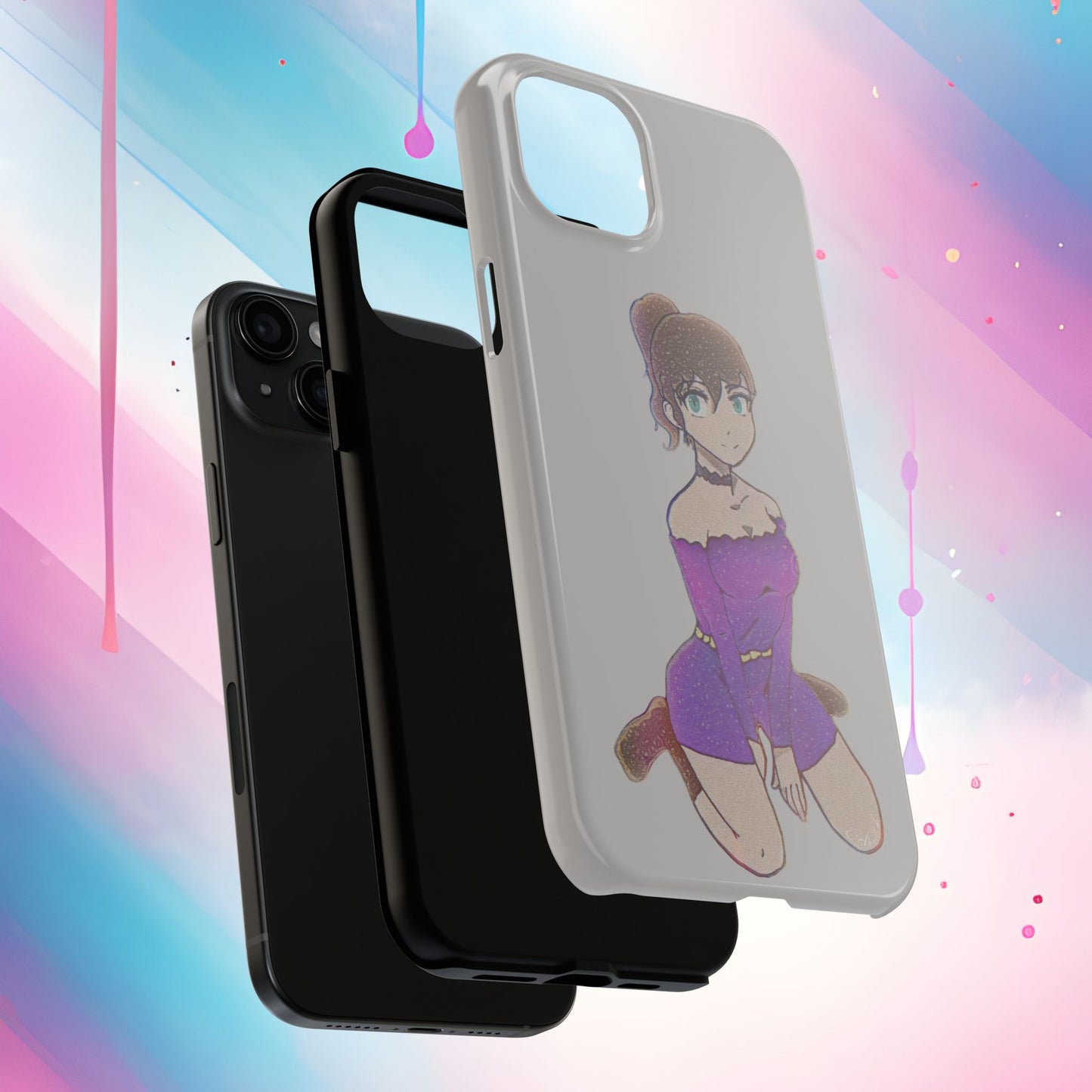 Anime Purple Bubble Girl Tough Phone Cases