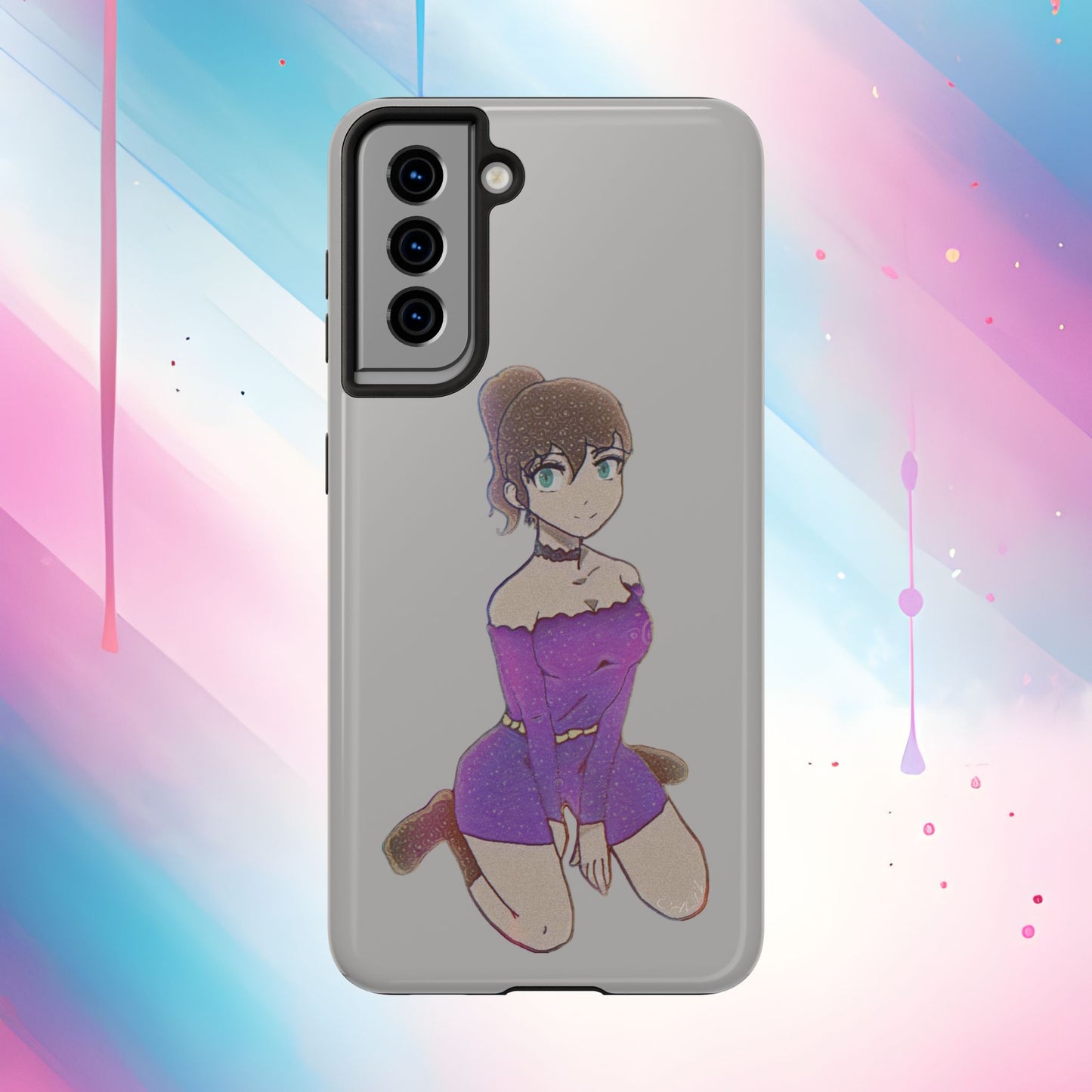 Anime Purple Bubble Girl Tough Phone Cases