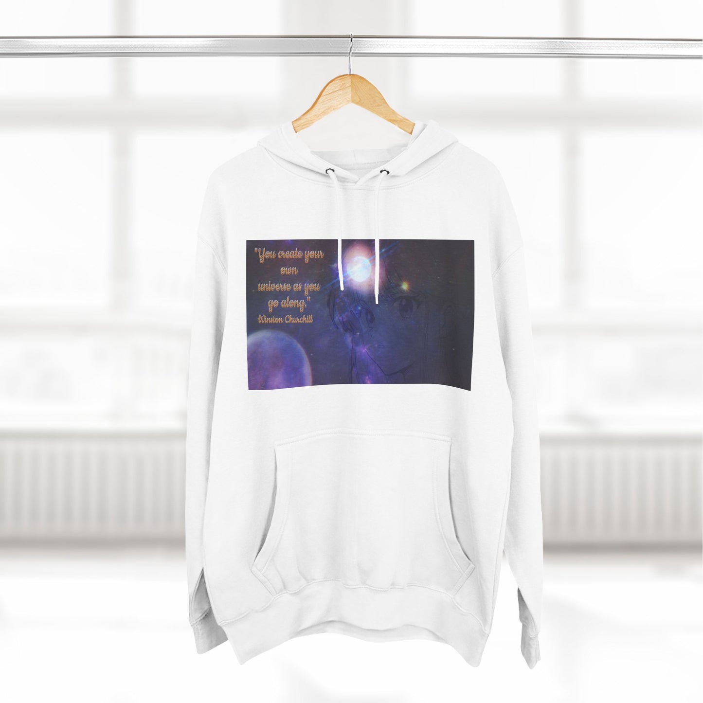 Three-Panel Fleece Hoodie - Universe Quoted Anime and Space Themed