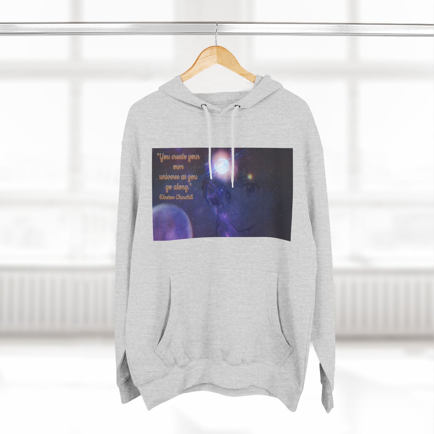 Three-Panel Fleece Hoodie - Universe Quoted Anime and Space Themed